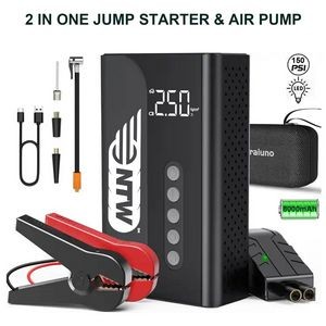 8000mAh Portable Emergency battery booter w/ 150PSI Emergency inflater air compressor
