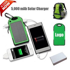 5000mAh Dual-USB Water Resistant Solar Power Bank