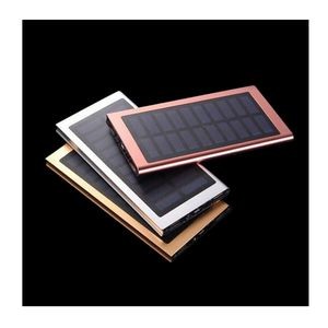 Ultra Thin 10000mAh Portable Metal Solar Lithium-Polymer Power Bank w/LED Flashlight