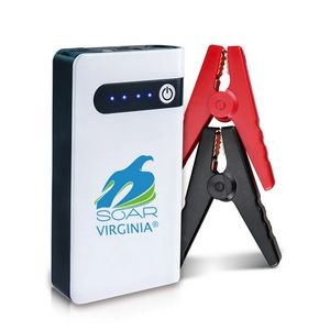 Portable Emergency battery booster jump starter with 12000mAh capacity.