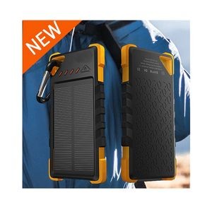 10000mAh Dual-USB Water-Resistant Solar Power Bank Battery Charger w/LED Flashlight