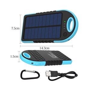 5000mAh Dual-USB Water Resistant Solar Power Bank Battery Charger
