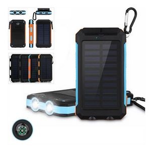 10000mAh/1.2W Emergency Solar Power Bank Portable Charger w/LED Flashlight