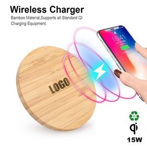 15W Bamboo Fast Wireless Charger