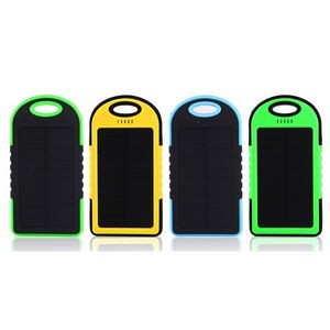 5000mAh Solar Power Bank - 5V/1A Input/Output w/Micro USB Cable