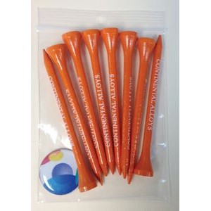 Golf Tee Poly Bag Pack w/ Eight 3 1/4" Tees & 1 Metal Dome Marker
