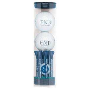 "Top Flite" Golf Ball Tube w/ 2 Balls, Eight 2-3/4" Tees & Ball Marker