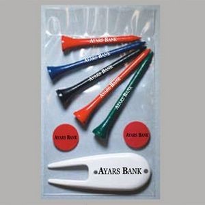 Value Poly Bag Pack w/ Four 2 3/4" Tees, One 2 1/8" Tee, 2 Markers & 1 Fixer
