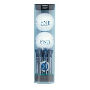 "Top Flite" Golf Ball Tube w/ 2 Golf Balls, Eight 3 1/4" Tees & 1 Marker