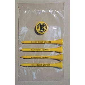 Poly Bag Combo Pack w/ Four 2 3/4" Tees & 1 Marker (Express Service)