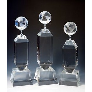 Globe Optical Crystal Award/Trophy 13"H