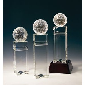 Golf Tower Optical Crystal Award/Trophy 12"H