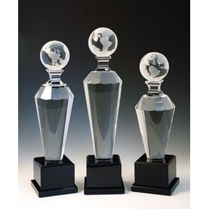 World Globe Optical Crystal Award/Trophy 12"H