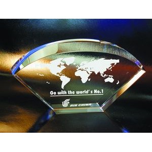 Beveled Shell optical crystal award/trophy.4"H