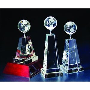 Globe Tower Optical Crystal Award/Trophy 8"H