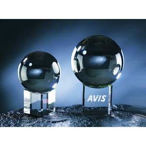 Gazing Ball w/Clear or Rainbow Base optical crystal award/trophy.4"D