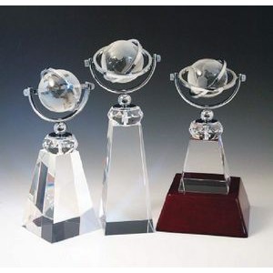 World Globe Optical Crystal Award/Trophy 9.5"H