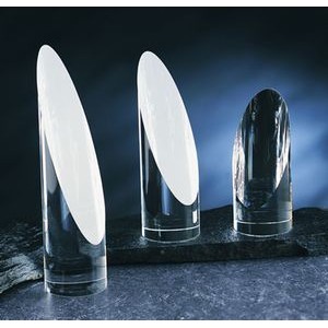 Slant Cylinder Tower optical crystal award/trophy 8"H