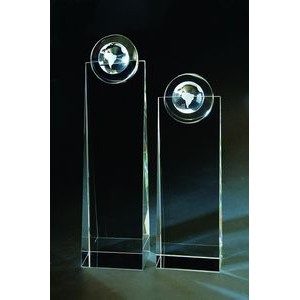 Globe Tower Optical Crystal Award/Trophy 9"H