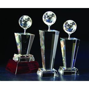 Globe Optical Crystal Award/Trophy 8"H