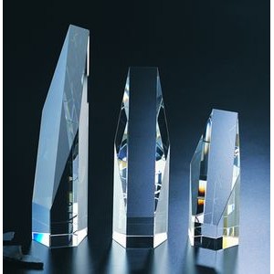 Hexagon Tower optical crystal award/trophy 8"H