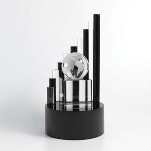 Apex Globe optical crystal award/trophy. 10"H x 5"W x 5"D