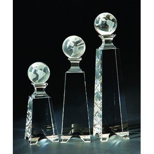 Globe Tower Optical Crystal Award/Trophy 11"H