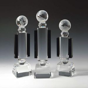 World Globe Optical Crystal Award/Trophy 11.5"H