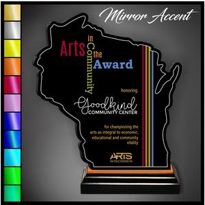 10" Wisconsin Black Acrylic Award with Mirror Accent