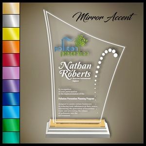12" Finn Clear Acrylic Award, Color Printed in White Wood Mirror Accented Base