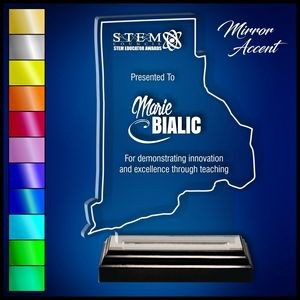 11" Rhode Island Clear Acrylic Award with Mirror Accent