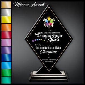 13" Diamond Riser Black Acrylic Award with Mirror Accent