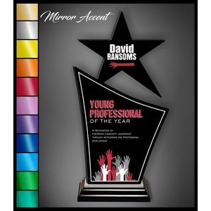 12" Star Finn Black Acrylic Award with Mirror Accent