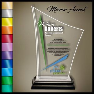 12" Finn Clear Acrylic Award, Color Printed in Black Wood Mirror Accented Base