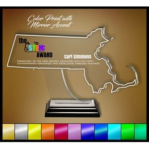10" Massachusetts Clear Acrylic Award with Color Print and Mirror Accent