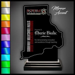 11" Rhode Island Black Acrylic Award with Mirror Accent