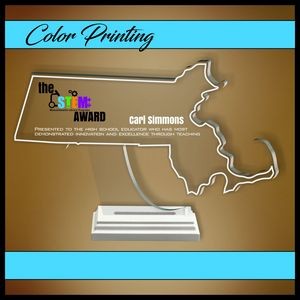 13" Massachusetts Clear Acrylic Award with Color Print