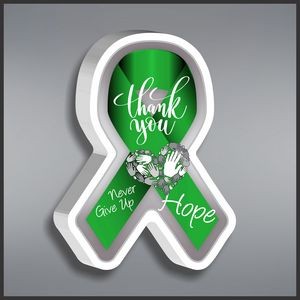 Green Awareness Ribbon Paperweight in White Acrylic