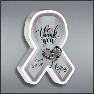Silver or Gray Awareness Ribbon Paperweight in White Acrylic
