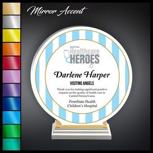 10" Round White Acrylic Award with Mirror Accent