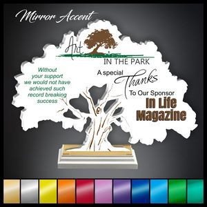 10" Tree White Acrylic Award with Mirror Accented Base