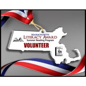Massachusetts Neck Medal in White Acrylic - Color Printed
