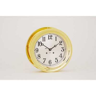 8 1/2" Ship's Bell Clock w/Hinged Bezel (Brass)