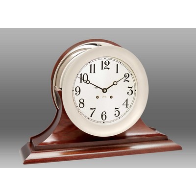 8 1/2" Dial Ship's Bell Clock w/Hinged Bezel in Nickel on Traditional Base