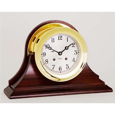 8 1/2" Nickel Plated Ship's Bell Clock w/Hinged Bezel