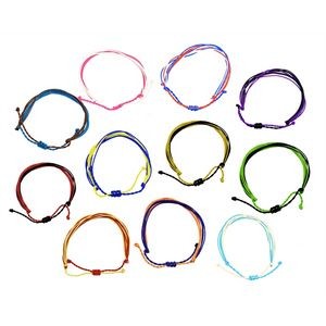 String Bracelet Colorful Adjustable Rope Wristband, Optional Charm