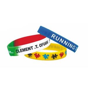 .5" Silicone Wristband with Colorful Printing Options, Multi-color logo printing, Pantone matching