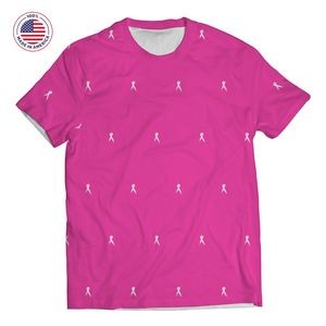 Breast Cancer Awareness T Shirt Crew Neck, Made in USA, Dye Sub