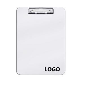 White Clipboard with Pen Holder and Low Profile Clip