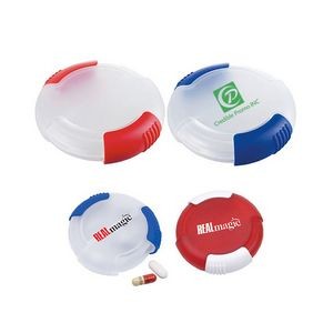 Round Shape Double Slide Travel Pill Box With 2 Compartments